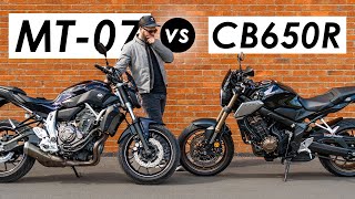 Yamaha MT07 vs Honda CB650R The Best Used Beginner Motorcycle [upl. by Bouzoun]