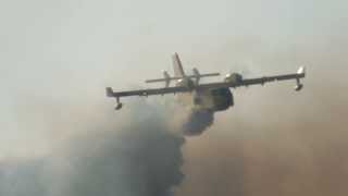 CL415 Canadair Super Scooper in Action Bombing a Fire in California [upl. by Halsey]