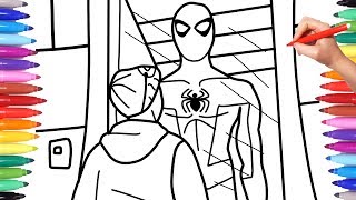 Spiderman Coloring Pages  How to Draw Spiderman  Miles Morales Checks Out Spiderman Suit [upl. by Euqinitram287]