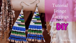 Beading Fringe Earrings Tutorial 2 brick stitch Part 1 [upl. by Truman]