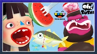 Toca Boca Kitchen 2 Vs TOFU OhSUSHI  Cook Yucky Food Childrens Apps Cooking Games For Kids [upl. by Gillmore]