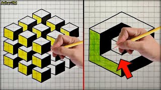 3d Drawings on Graph Paper with easy steps 😱 [upl. by Llertnod]