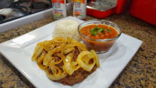 How to make Steak and Onions Bistec Encebollado Puerto Rican Style [upl. by Lledra]