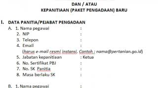 Pembuatan User ID KPA PPK POKJA Pejabat Pengadaan dan Auditor  LPSEKEMENTAN LPSE SIRUP SPSE [upl. by Aidin]