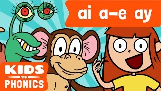 AI  A  E and AY  Similar Sounds  Sounds Alike  How to Read  Made by Kids vs Phonics [upl. by Emily]