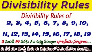 Divisibility Rules I Number System I Divisibility Rules of 2 to 19 numbers I Useful to All Students [upl. by Maguire]