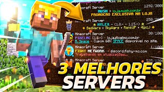 TOP 3 Melhores SERVIDORES de MINECRAFT BEDWARS SKYWARS e PVP 18x Pirata e Original PING BR [upl. by Hsetirp360]