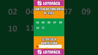 Resultado do Sorteio da Lotofácil Concurso 3193 shorts resultadosloteriasdasorte [upl. by Asyla]