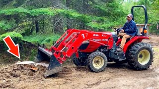 This is what happens when you PULL STUMPS with a 35hp TRACTOR [upl. by Iborian]