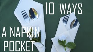 10 Ways how to fold a Napkin Pocket [upl. by Samy]