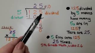 6th Grade Math 51b Dividing Whole Numbers Using Long Division [upl. by Limoli]