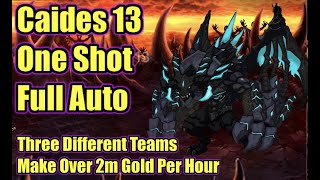 Epic Seven Caides 13 One Shot  3 Different Teams  Hunt full Auto 2m GOLD  HOUR 15 Min Runs C13 [upl. by Eirolam]