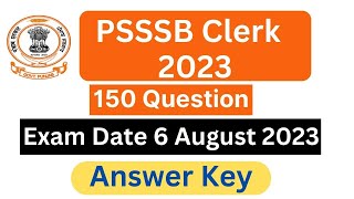 PSSSB Clerk 2023 Question Paper SET A Exam Held on 06 August 2023 Answer Key [upl. by Nahtanod]