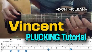 Vincent  Don Mclean Plucking Tutorial  With Tablature [upl. by Anib]