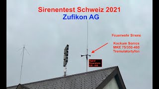 Sirenentest Schweiz 2021  Teil 3  Feueralarm  Kockum Sonics MKE 75350  460  Zufikon AG [upl. by Ecnal]