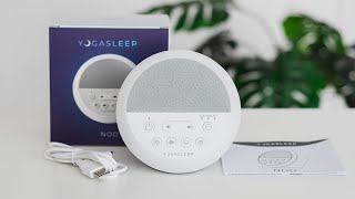 Yogasleep Nod White Noise Machine Unboxing and Sounds [upl. by Ahseit267]