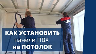 Монтаж пластиковых панелей ПВХ на ПОТОЛОК своими руками [upl. by Combes296]