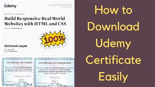 How to download Udemy Certificate in 2024  Best tricks to download [upl. by Uchish]