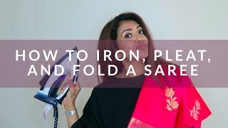 How to iron pleat and fold a Saree  Step by Step Vithya Hair and Makeup [upl. by Marquet]