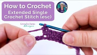 How to Crochet Esc Extended Single Crochet Stitch Tutorial [upl. by Saticilef]