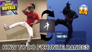 HOW TO DO FORTNITE DANCES IN REAL LIFE  TAKE THE L REANIMATE 🔥 [upl. by Atteuqram]