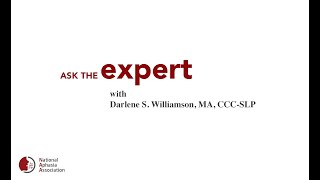 Ask the Expert Adult Acquired Apraxia of Speech with Darlene Williamson MA CCCSLP [upl. by Eitsyrhc716]