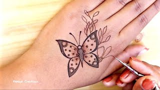 Butterfly mehndi design for back hand  butterfly mehndi tattoo design  Mehndi Creations [upl. by Salazar]