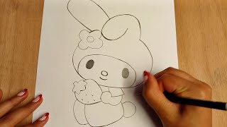 How to draw My Melody 🐰⎥ Tutorial Beginner Friendly⎥ Step by Step [upl. by Ydnahs]