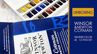 Winsor amp Newton Cotman 12 Pan Studio Watercolor Set 45 Colors Unboxing [upl. by Hermie]