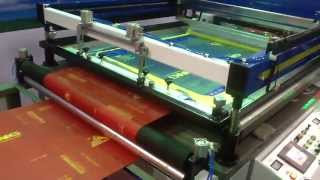 Full automatic roll to roll non woven fabric screen printing machine [upl. by Kciremed840]