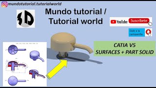 Catia V5 SurfacesampPart Design Tutorial [upl. by Cirre]