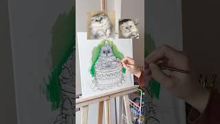 Pasta ve yaramaz kedi çizimi🍓kesfet shortvideo art tuval drawing [upl. by Oad]