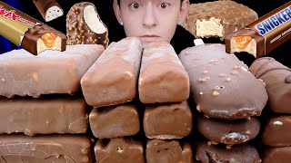 ASMR Chocolate Candy Ice Cream Snickers Twix Crunch Bar Dove Klondike Heath [upl. by Lled222]