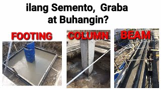 ilang Semento Graba at buhangin para sa Poste Footing Beam at Slab at Tamang mixture Proportion [upl. by Hsiri]