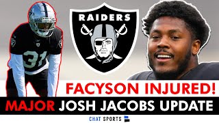 Josh Jacobs Update  Raiders Workout 2 RBs Brandon Facyson Injury News amp Raiders Training Camp News [upl. by Jim796]