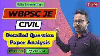 WBPSC JE Civil  Detailed Question Paper Analysis [upl. by Eckblad]