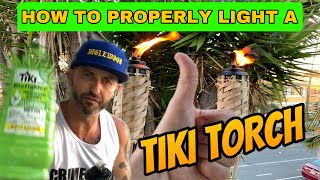 How To Light A Tiki Torch Tiki How To Safely Light A Tiki Torch [upl. by Yentuoc]