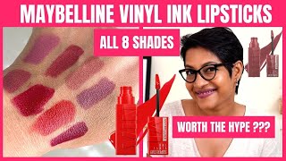 New Maybelline Superstay Vinyl Ink Liquid Lipstick  All 8 Shades Reviews amp Swatches JoyGeeks [upl. by Crissie]