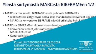 Kuvailun tiedotuspäivä 2952024 Metatieto matkalla MARCista BIBFRAMEen ja takaisin [upl. by Lang]