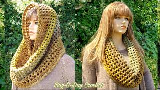 How To Crochet an Infinity Scarf HeadWrap  An Autumn Stroll  BAGODAY CROCHET TUTORIAL 517 [upl. by Bibah]