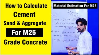 Material Estimation for M25 Grade Concrete How to Calculate Quantity of Cement Sand and Aggregate [upl. by Silberman]