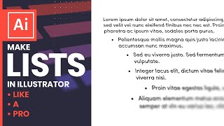 How to make bullet points and lists in Illustrator [upl. by Yrocaj]