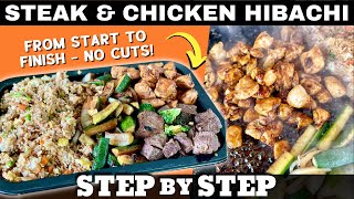 Hibachi Chicken and Steak on the Griddle STEP by STEP No Cuts [upl. by Nauqet]