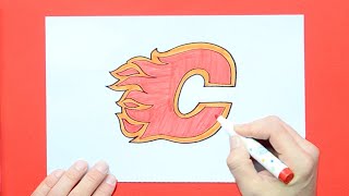 How to draw the Calgary Flames Logo NHL Team [upl. by Morgan312]