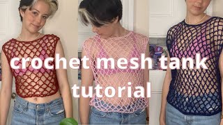 EASY crochet mesh tank top tutorial diy  Made in the Moment [upl. by Farl286]