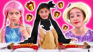 PRINCESS CHRISTMAS LUNCH 🦃 Malice Cooking Pranks  Gifts  Princesses In Real Life  Kiddyzuzaa [upl. by Ibmat]