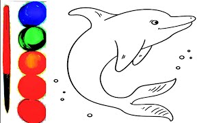 how to draw a simple dolphin for kids and toddler [upl. by Carmelita]