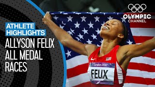 All Allyson Felix 🇺🇸 Olympic Medal Races  Athlete Highlights [upl. by Erodeht]