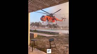 Erickson Air Crane Helicopter taking water from Hotel Pool  Rhodes wildfires [upl. by Erdied102]