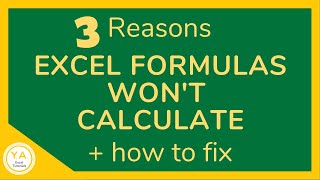 3 Reasons Why Excel Formulas Won’t Calculate  How to Fix – Excel Tutorial [upl. by Torrey]